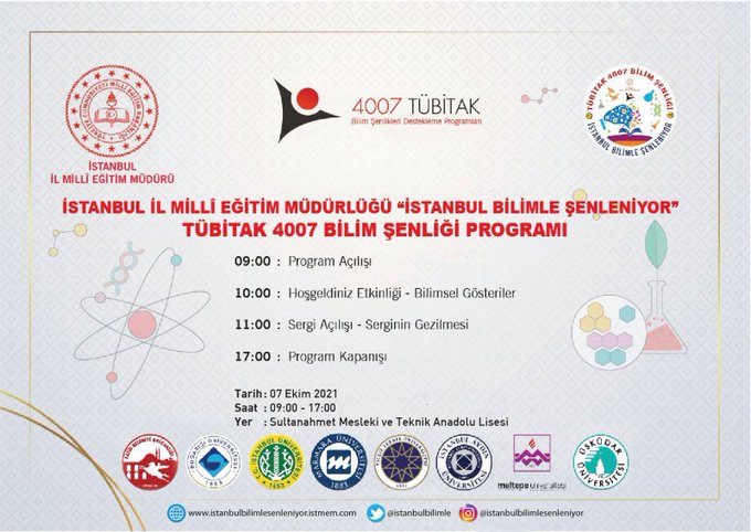 İSTANBUL İL MİLLÎ EĞİTİM MÜDÜRLÜĞÜ TÜBİTAK 4007 BİLİM ŞENLİĞİ