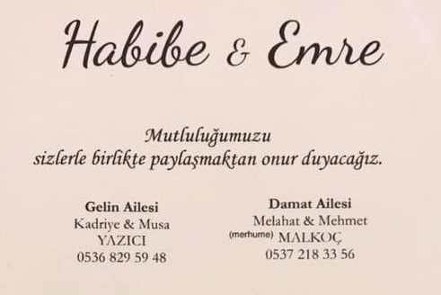 Habibe & Emre Çiftine Mutluluklar Dileriz