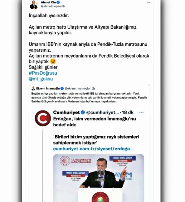 Başkan Cin ve Başkan İmamoğlu’nun Twitter Diyalogları Dikkat Çekti!