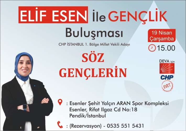 DEVA Partisi Adayı Elif Esen Pendik’te Gençlerle Buluşacak