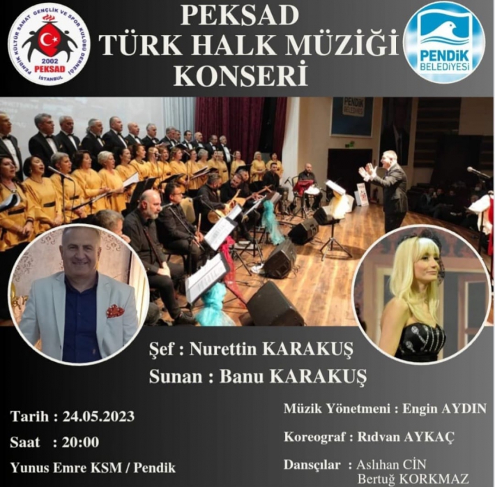 PEKSAD Türk Halk Müziği Korosu Çarşamba Akşamı Yunus Emre’de Sahne Alıyor