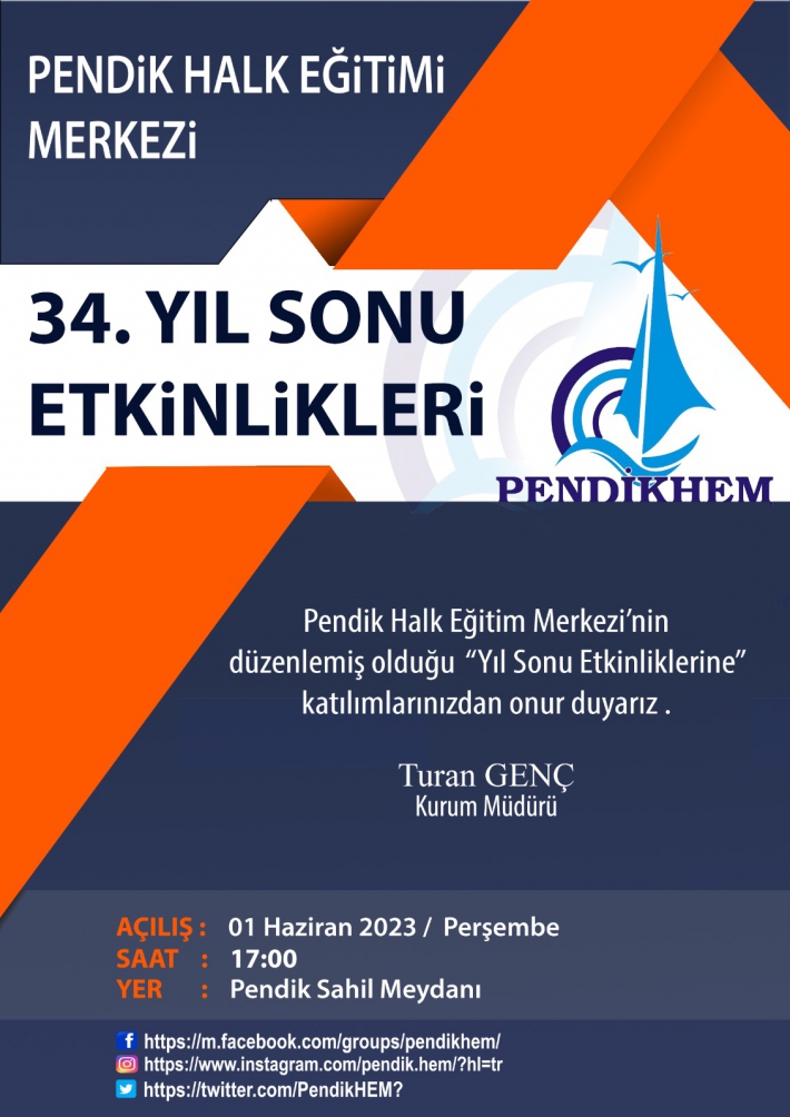 Pendik Halk Eğitim Merkezi’nin 34. Yıl Sonu Etkinlikleri Perşembe Günü Başlıyor