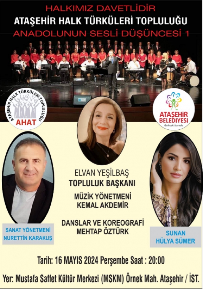 Ataşehir Halk Türküleri Topluluğu 16 Mayıs’ta Konser Veriyor  