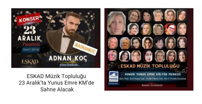 ESKAD Müzik Topluluğu 23 Aralık’ta Yunus Emre KM’de Sahne Alacak