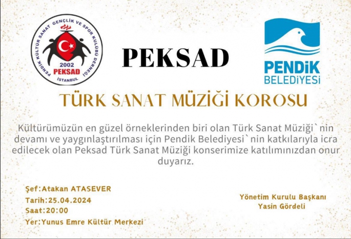 PEKSAD TSM Korosu 25 Nisan’da Konser Veriyor