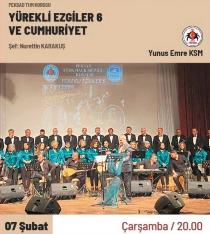 'Yürekli Ezgiler 6 Ve Cumhuriyet'  Konseri 7 Şubat’ta Yunus Emre Kültür Merkezi'nde!