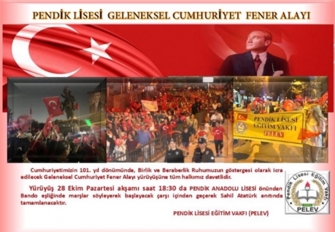 PELEV Bu Akşam Geleneksel Cumhuriyet Fener Alayı Yürüyüşü Düzenleniyor