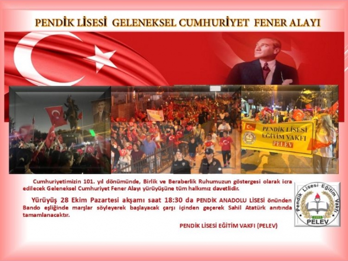 PELEV’den Geleneksel Cumhuriyet Fener Alayı Yürüyüşü 