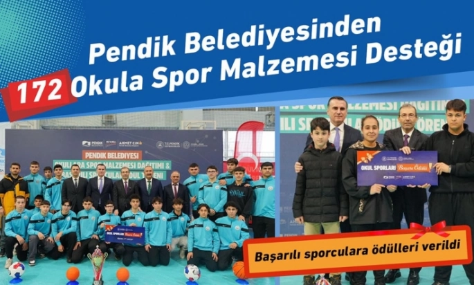 Pendik'te Okullara Spor Malzemesi ve Başarı Ödülü