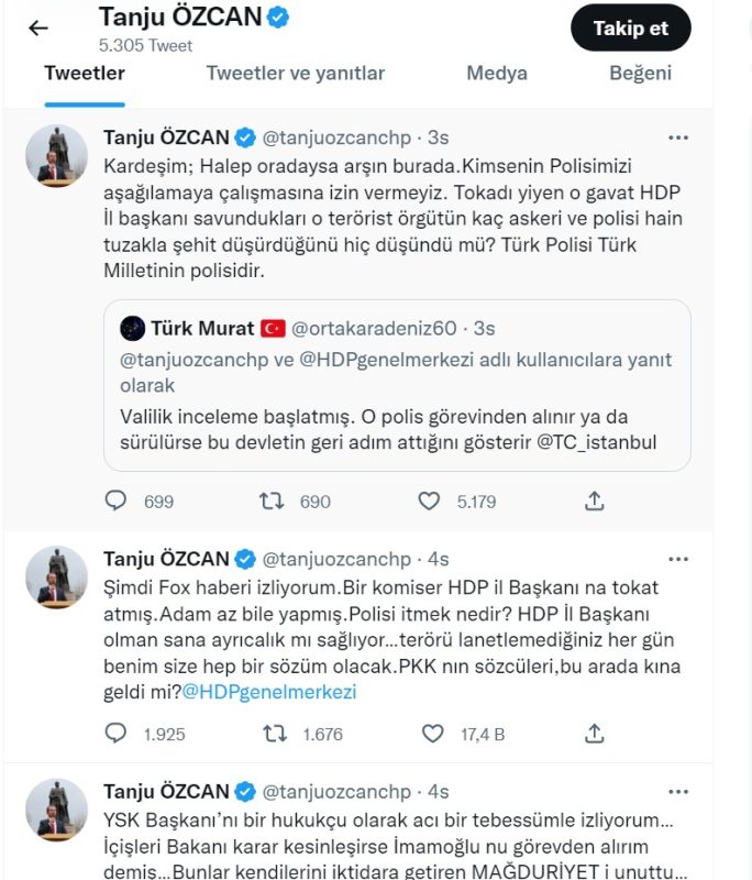 Tanju Özcan twitter paylaşımı