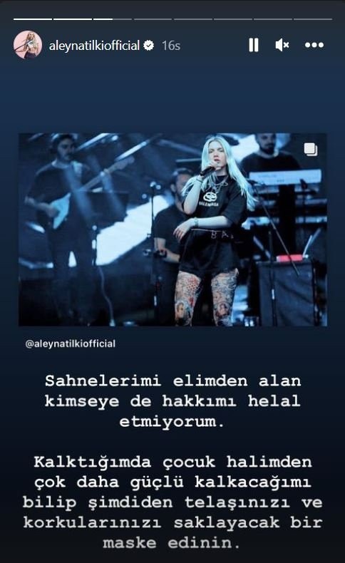 Tilki, Instagram hikayeleri üzerinden yaptığı açıklamasını şöyle sürdürdü:
“Sahnelerimi elimden alan kimseye de hakkımı helal etmiyorum. Kalktığımda çocuk halimden çok daha güçlü kalkacağımı bilip şimdiden telaşınızı ve korkularınızı saklayacak bir maske edinin."