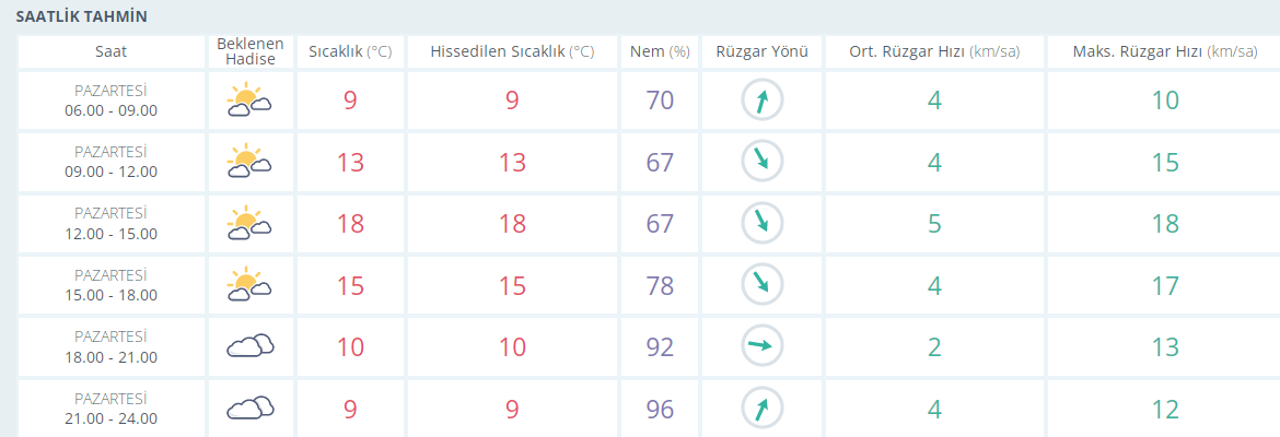 İŞTE BURSA İÇİN SAATLİK HAVA DURUMU TAHMİNİ (23 OCAK 2023)